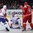OSTRAVA, CZECH REPUBLIC - MAY 12: The puck gets past Norway's Lars Haugen #30 for Team Belarus' first goal of the game with Norway's Ole-Kristian Tollefsen #55 and Belarus' Andrei Kostitsyn #46 in front during preliminary round action at the 2015 IIHF Ice Hockey World Championship. (Photo by Andrea Cardin/HHOF-IIHF Images)

